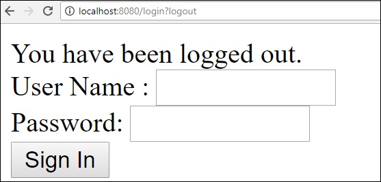 output logged out